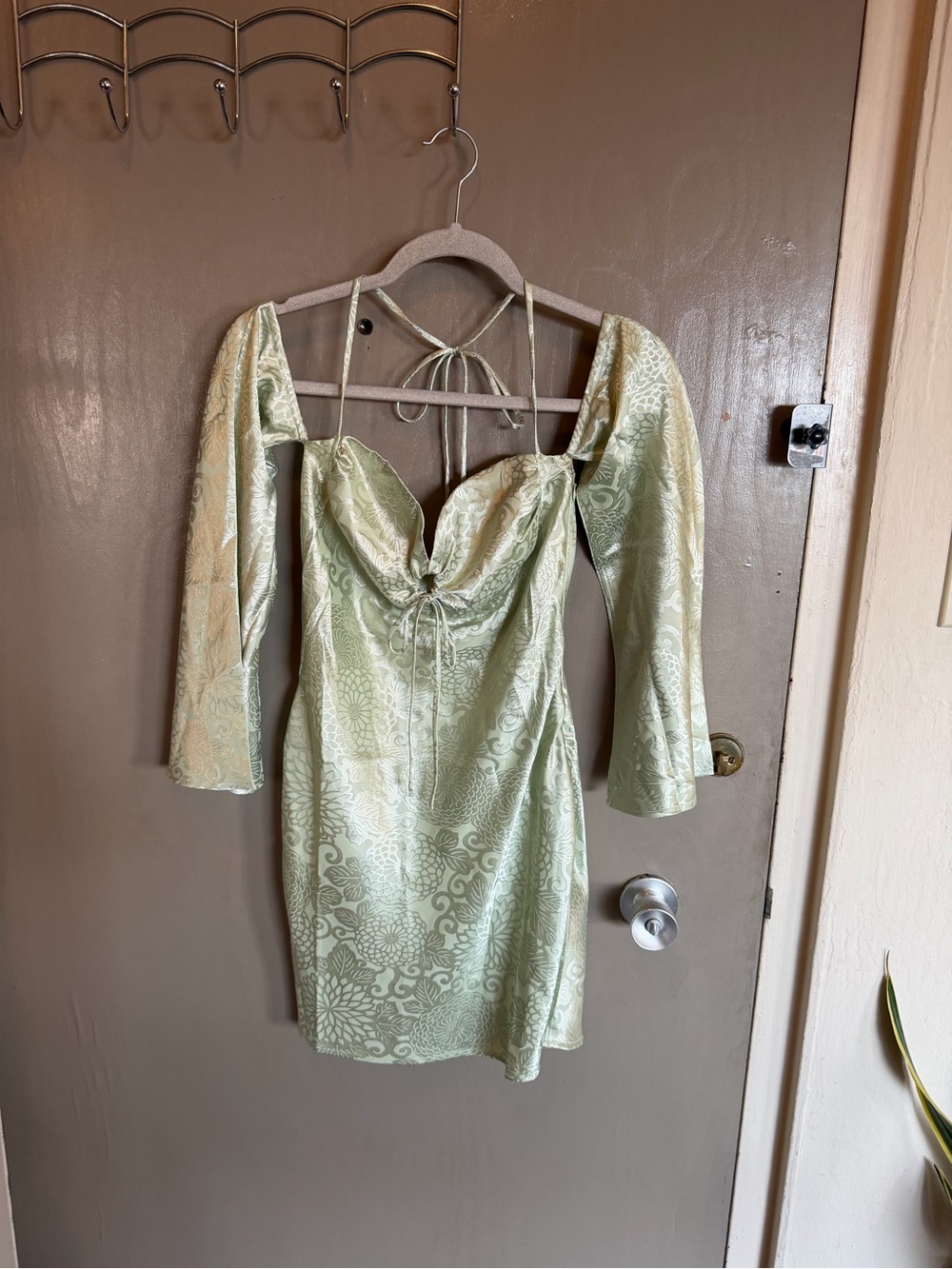 Sage Green Shimmery Mini Dress